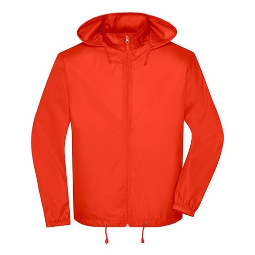 Męska kurtka wiatroszczelna z kapturem JN1132 - Bright Orange