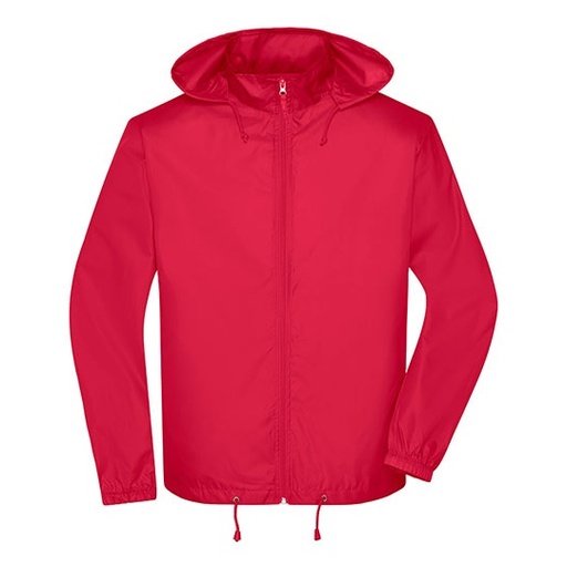 Kurtka Męska Wiatroszczelna z Kapturem JN1132 - Light Red
