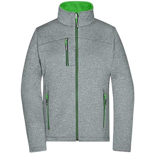Damska kurtka softshell slim JN1147 - Dark Melange & Green