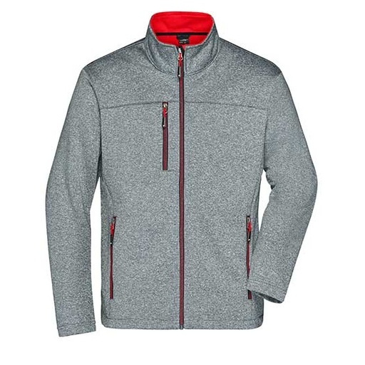 Kurtka Meska Softshellowa Melange JN1148 - Dark Melange & Red