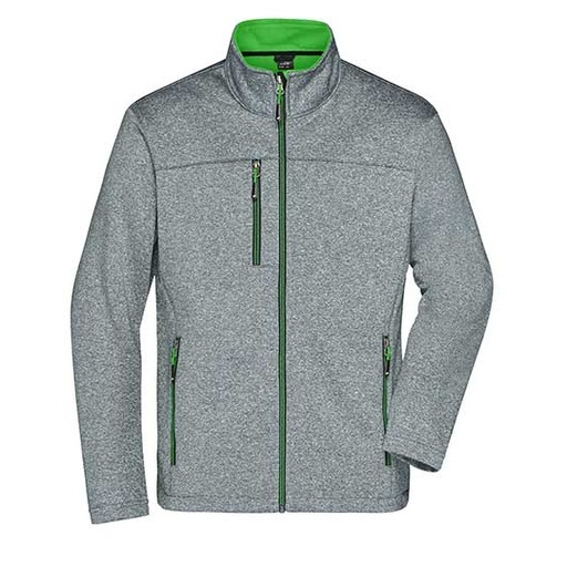 Męska kurtka softshellowa slim JN1148 - Dark Melange & Green