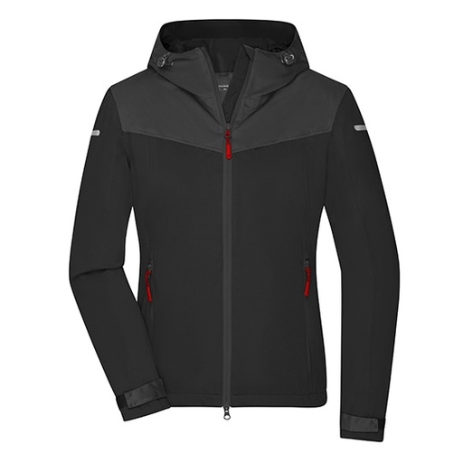 Damska kurtka softshell JN1179 - Black & Carbon & Light Red