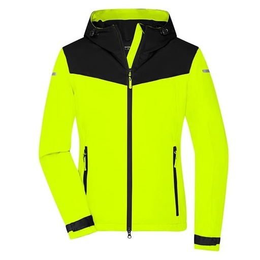 Damska kurtka softshell długa JN1179 - Bright Yellow & Black
