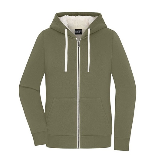 Damska Bluza Rozpinana Z Kapturem Dwuwarstwowa JN1319 - Olive & Nature