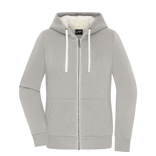 Damska Bluza Rozpinana Z Kapturem Dwuwarstwowa JN1319 - Light Melange & Nature