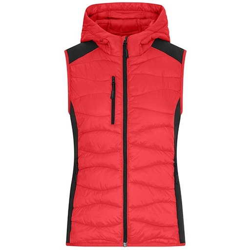 Kamizelka Damska Hybrydowa Ocieplana z Kapturem JN1327 - Red & Black