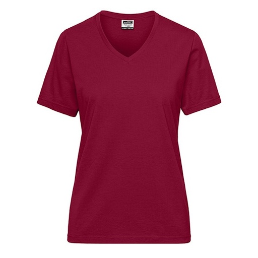 Damski T-shirt roboczy slim V-neck JN1807 - Wine