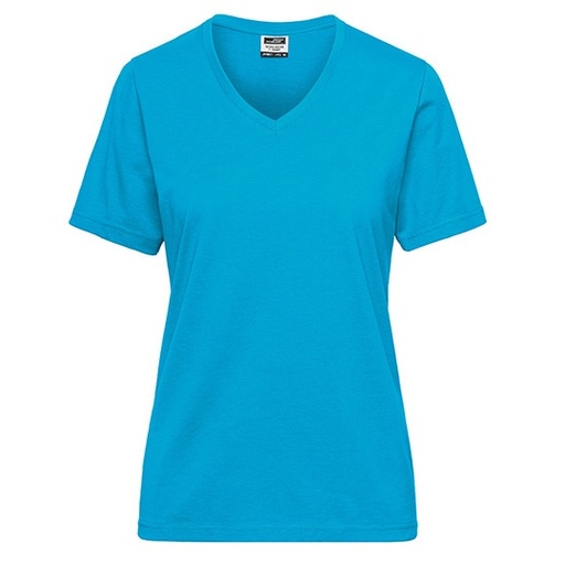 Damski T-shirt roboczy slim V-neck JN1807 - Turquoise