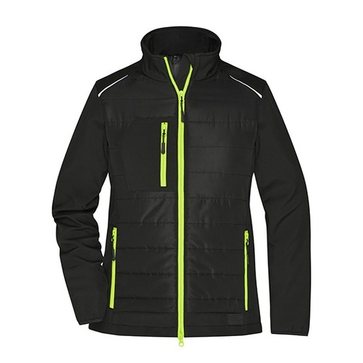 Damska kurtka hybrydowa slim JN1819 - Black & Neon Yellow