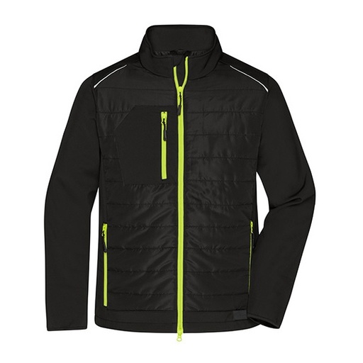 Kurtka Meska Hybrydowa Ocieplana JN1820 - Black & Neon Yellow