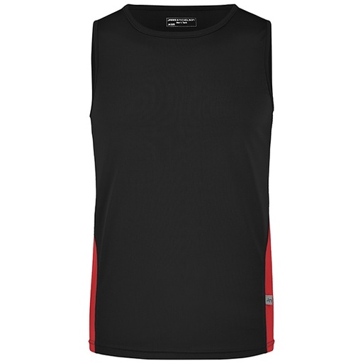 Koszulka Meska Biegowa Bez Rekawow Odprowadzajaca Wilgoc JN305 - Black & Red