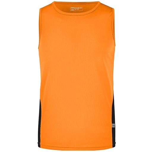 Męska koszulka biegowa bez rękawów JN305 - Orange & Black