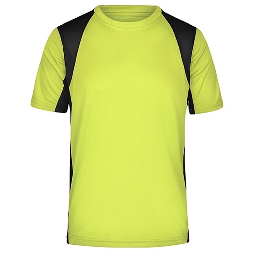Koszulka Meska Biegowa Dwukolorowa Odprowadzajaca Wilgoc JN306 - Fluo Yellow & Black