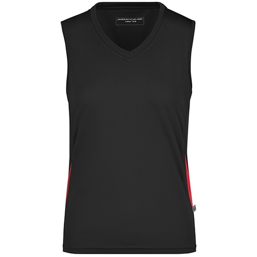 Damska koszulka biegowa bez rękawów oddychająca JN315 - Black & Red
