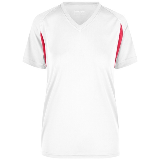 Damska Koszulka Biegowa V-neck Oddychajaca JN316 - White & Red
