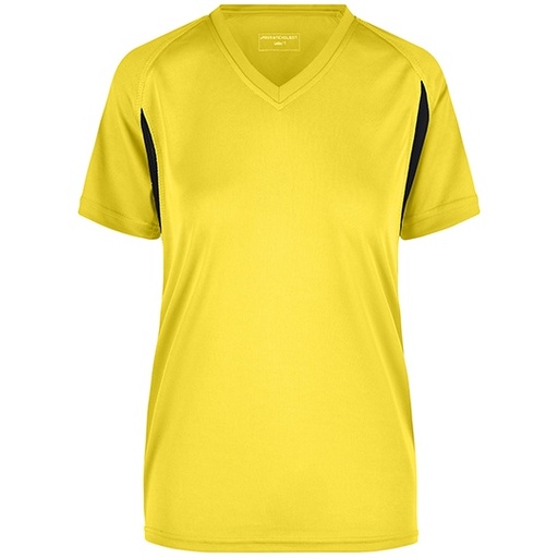 Damska Koszulka Biegowa V-neck Oddychajaca JN316 - Yellow & Black