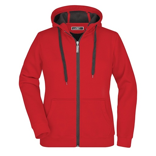 Bluza Damska Sportowa Slim Z Kapturem JN354 - Red & Carbon
