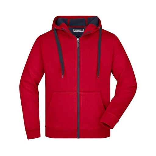 Bluza Meska z Kapturem Rozpinana Sportowa JN355 - Red & Carbon