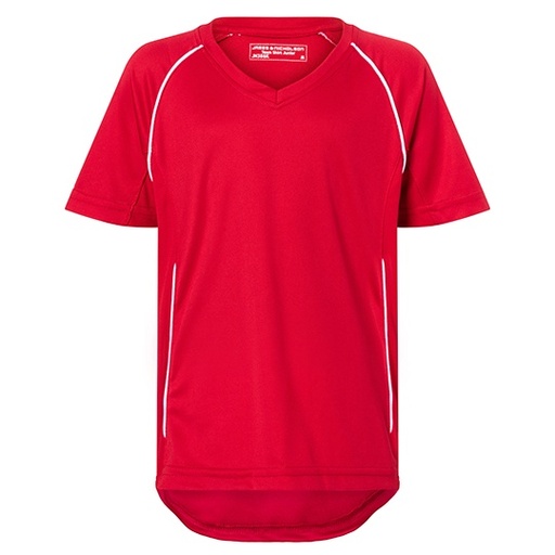 Dziecięca Koszulka Sportowa Raglanowa Oddychająca JN386K - Red & White