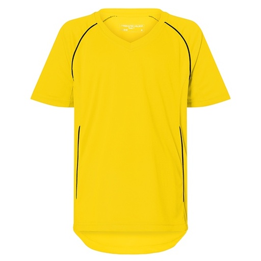 Dziecieca Koszulka Sportowa Raglanowa Oddychajaca JN386K - Yellow & Black