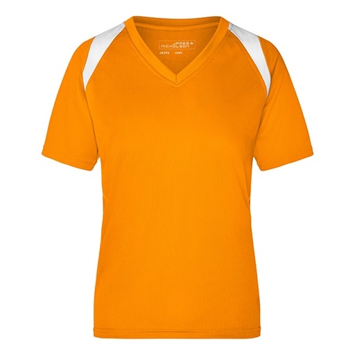 Damska koszulka biegowa Slim z dekoltem w szpic JN396 - Orange & White