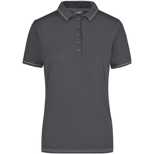 Damska koszulka polo Slim JN568 - Graphite (Solid) & White