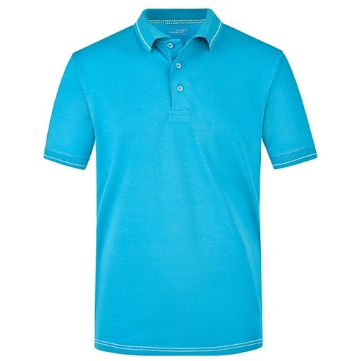 Męska koszulka polo JN569 - Aqua & White