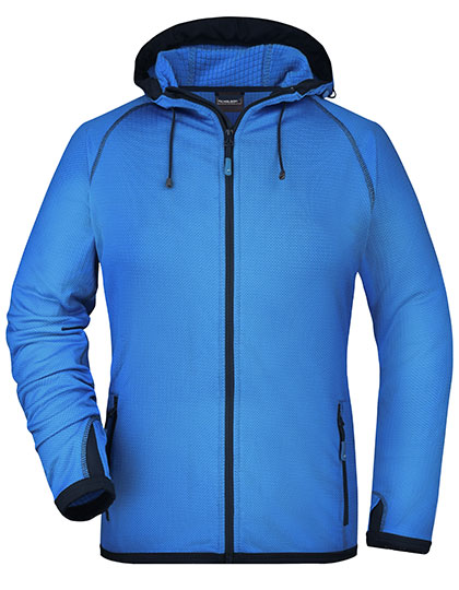 Damska polarowa bluza z kapturem  - Aqua & Navy