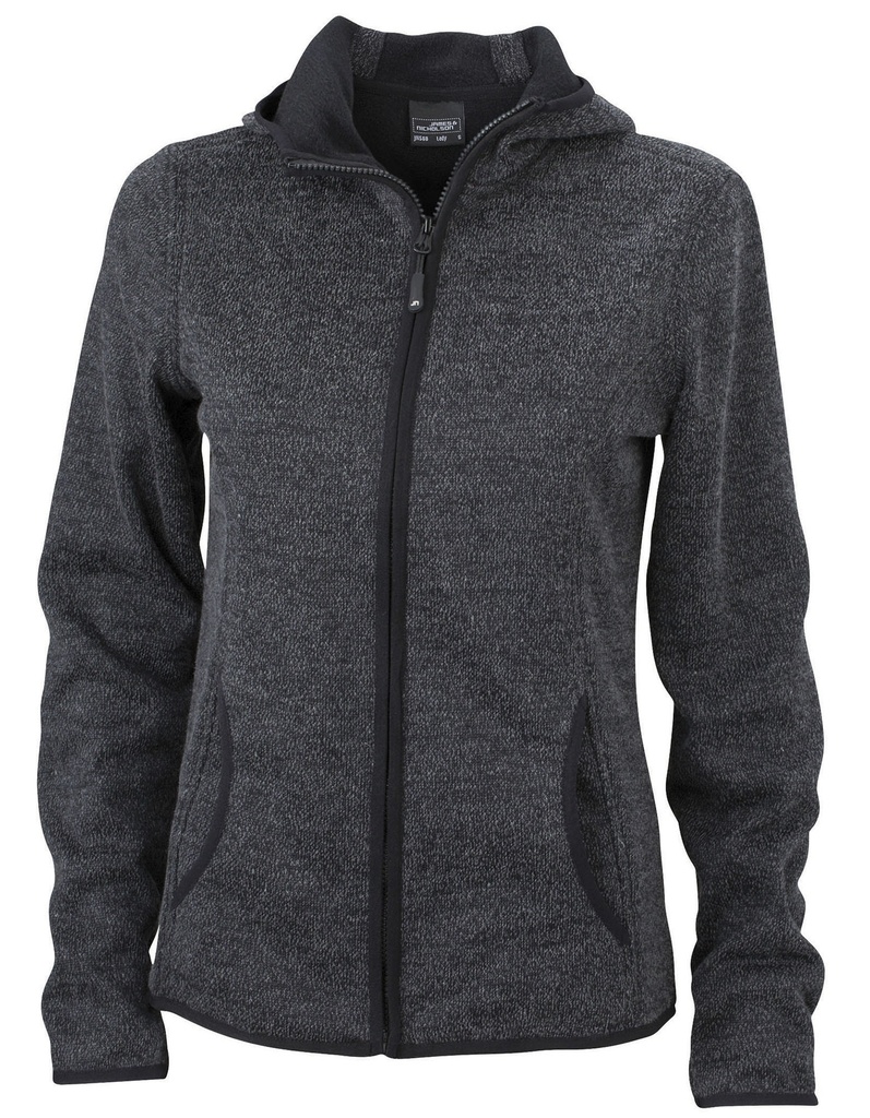 Damska bluza polarowa z kapturem Slim - Blue Melange & Black
