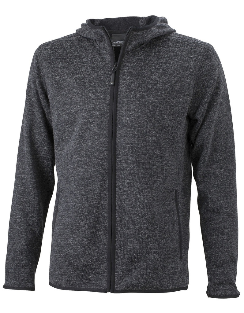 Męska Bluza Polarowa Slim z Kapturem - Blue Melange & Black