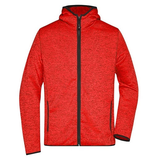 Męska bluza polarowa z kapturem JN589 - Red Melange & Black