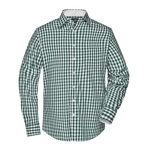 Koszula Meska Dlugi Rekaw W Kratke JN617 - Forest Green & White