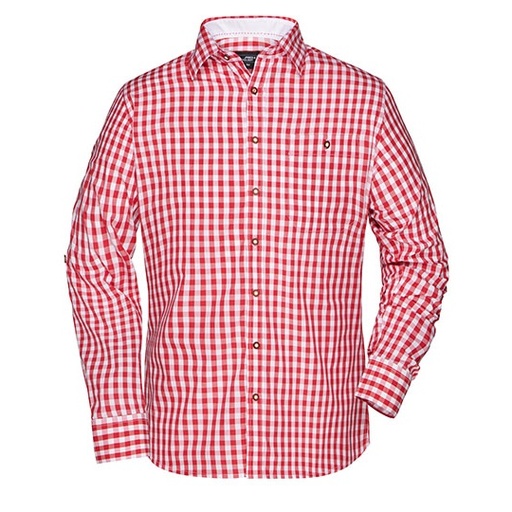 Koszula Meska Bawelniana w Krate JN638 - Red & White