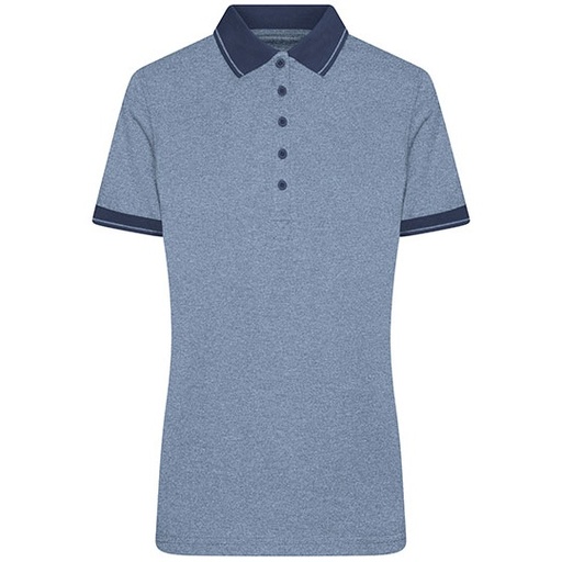 Damska polo slim JN705 - Blue Melange & Navy