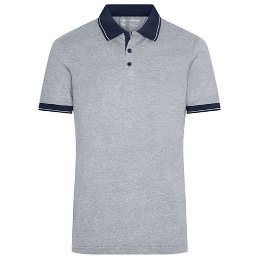 Męska Koszulka Polo Klasyczna Melange JN706 - Grey Heather & Navy