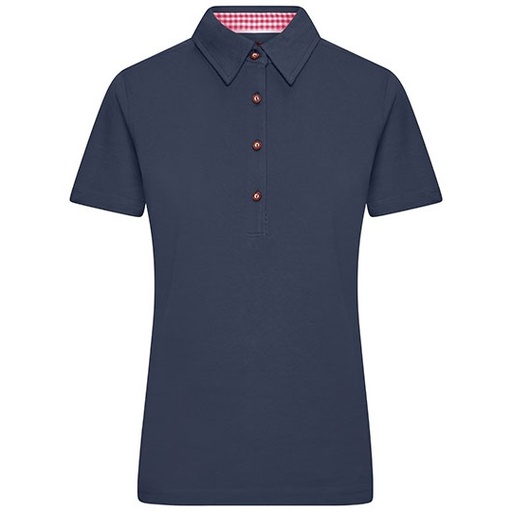 Damska Koszulka Polo Dopasowana Bawelniana JN715 - Navy & Red