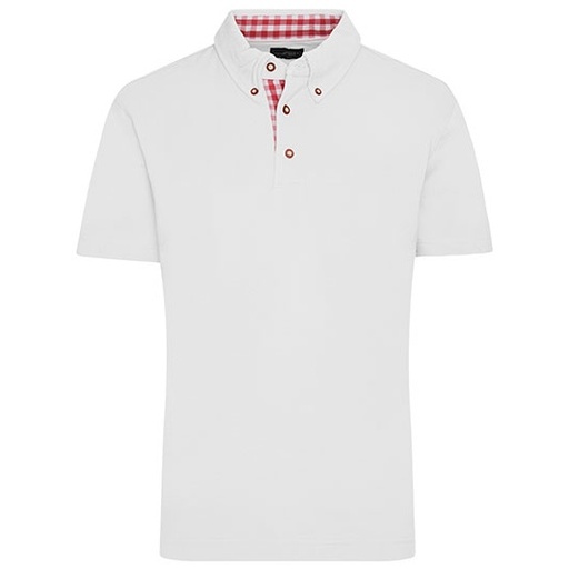 Koszulka Polo Meska Klasyczna Button-Down JN716 - White & Red