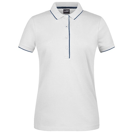 Damska koszulka polo slim JN727 - White & Navy