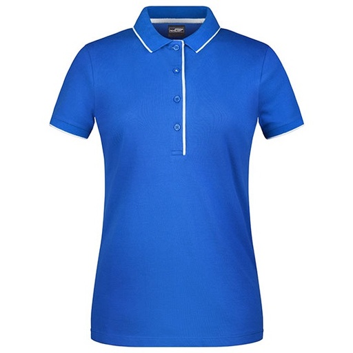 Damska koszulka polo slim JN727 - Royal & White