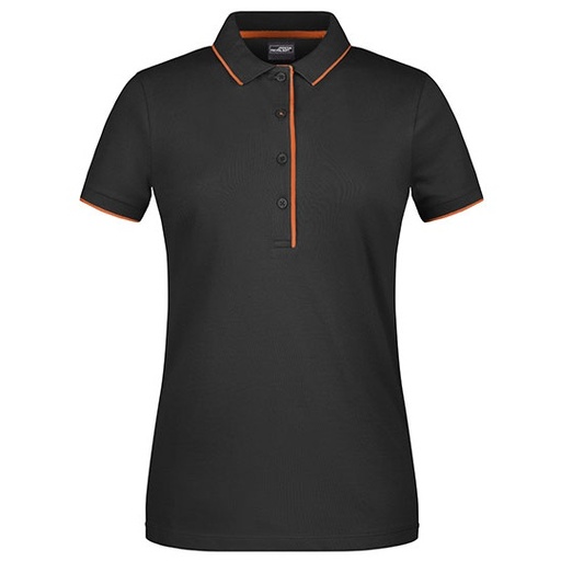 Damska koszulka polo slim JN727 - Black & Orange