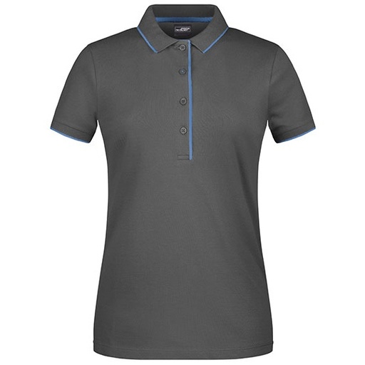 Koszulka Polo Damska Slim Fit Bawelniana JN727 - Graphite (Solid) & Aqua