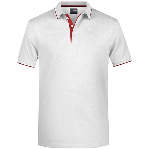 Koszulka Polo Męska z Kontrastem JN728 - White & Red
