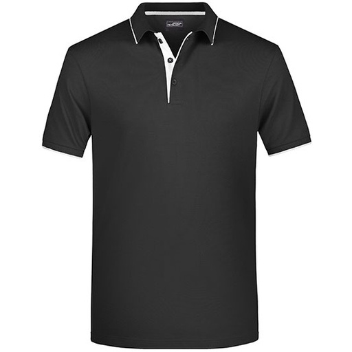 Polo męskie w paski JN728 - Black & Silver (Solid)
