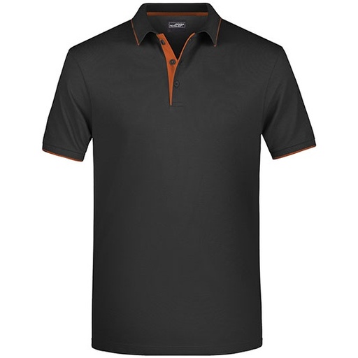 Koszulka polo męska w paski JN728 - Black & Orange