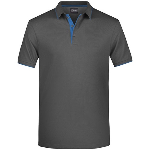 Koszulka polo męska w paski JN728 - Graphite & Aqua
