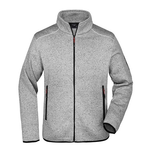 Kurtka polarowa Slim JN762 - Light Grey Melange & Red