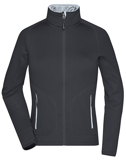 Damska kurtka z polaru stretch  - Black & Silver (Solid)