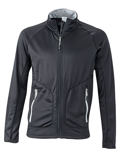 Męska kurtka z polaru stretch  - Black & Silver (Solid)