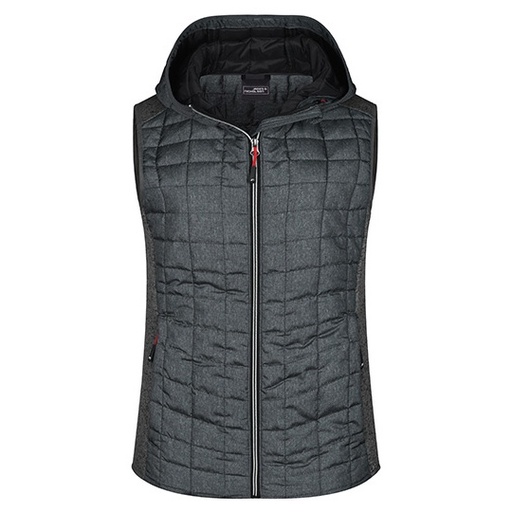 Damska kamizelka hybrydowa pikowana JN767 - Grey Melange & Anthracite Melange