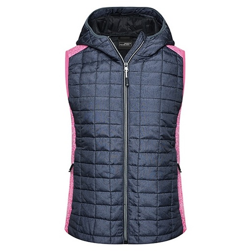 Damska Kamizelka Hybrydowa Pikowana Termoizolacyjna JN767 - Pink Melange & Anthracite Melange